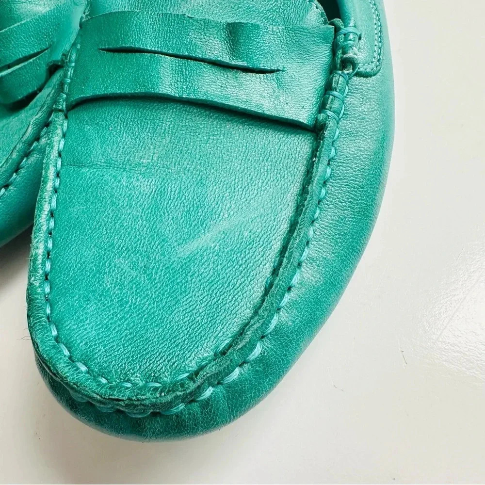 NWOT Rare Teal Chocolat Blu Suede Leather Driving Penny Loafers - Picture 7 of 9
